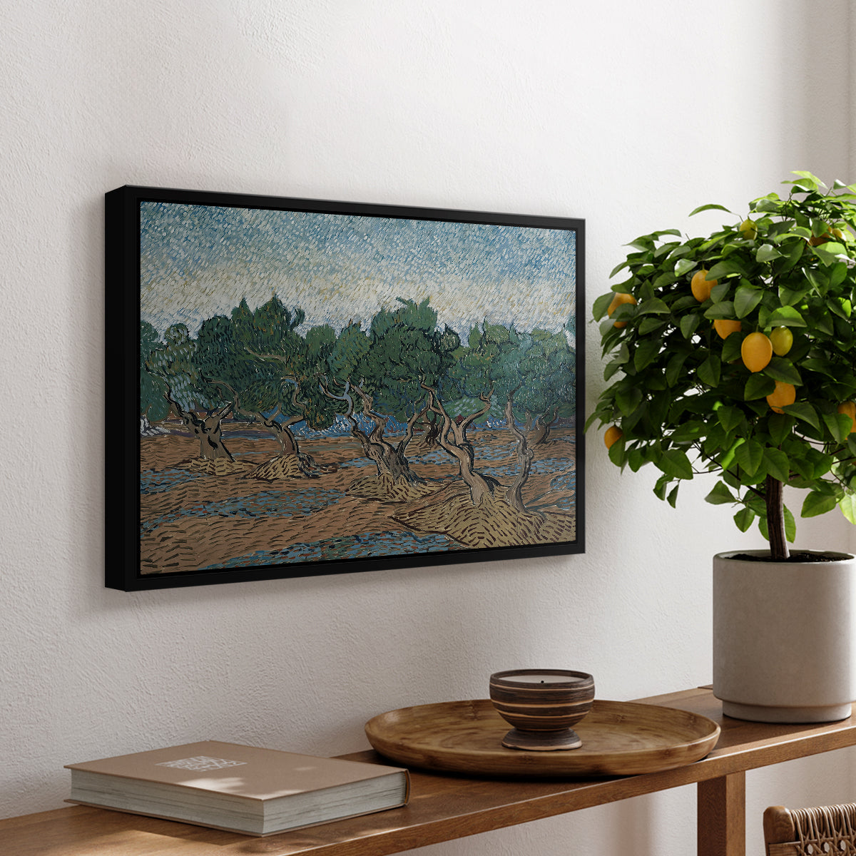 Olive Trees, 1889 - Floater Framed Canvas Print
