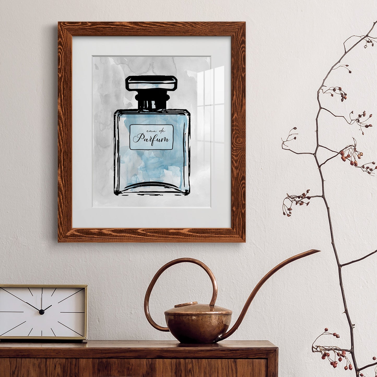 Blue Wash Perfume - Premium Framed Print - Distressed Barnwood Frame - Ready to Hang