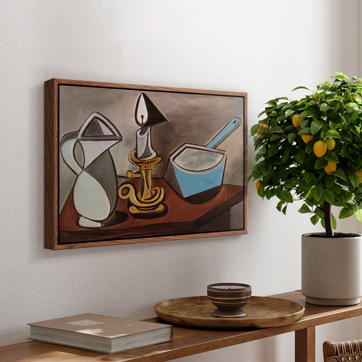 Jug, Candle, and Enamel Pan, 1950 - Floater Framed Canvas Print