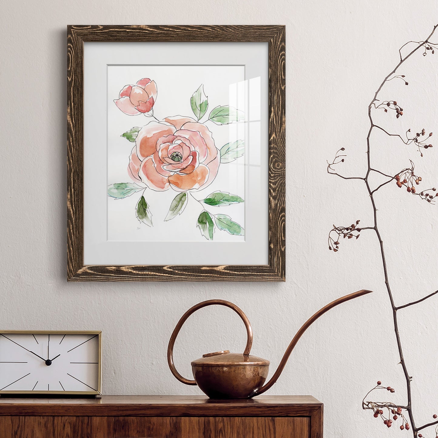 Rose Contour - Barnwood Framed Art Print