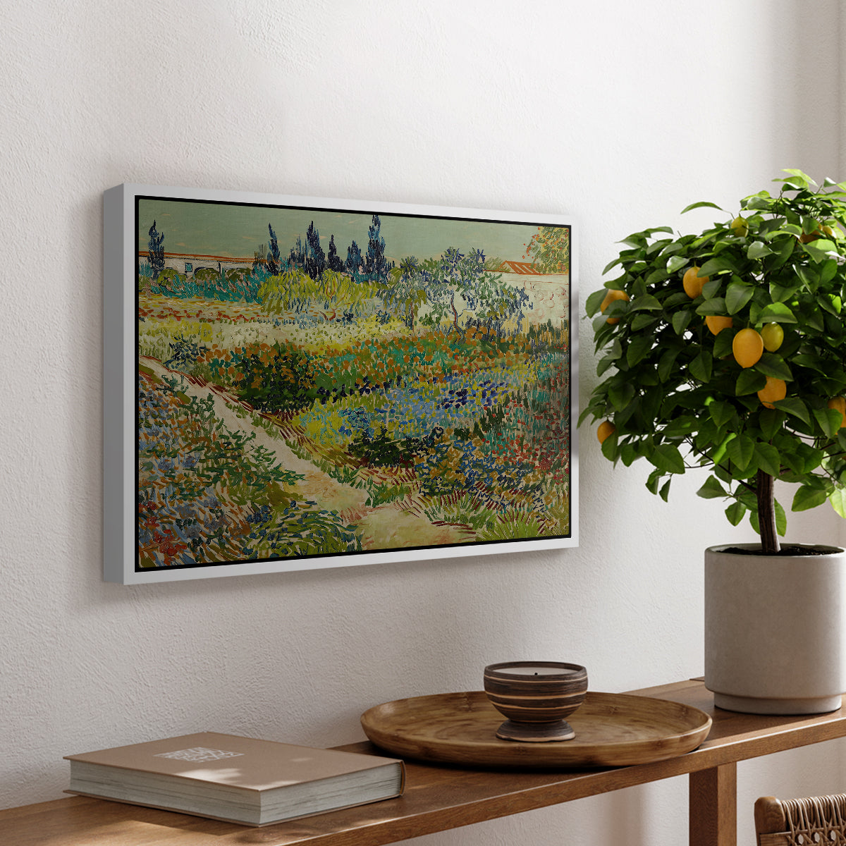 Garden at Arles, 1888 - Floater Framed Canvas Print