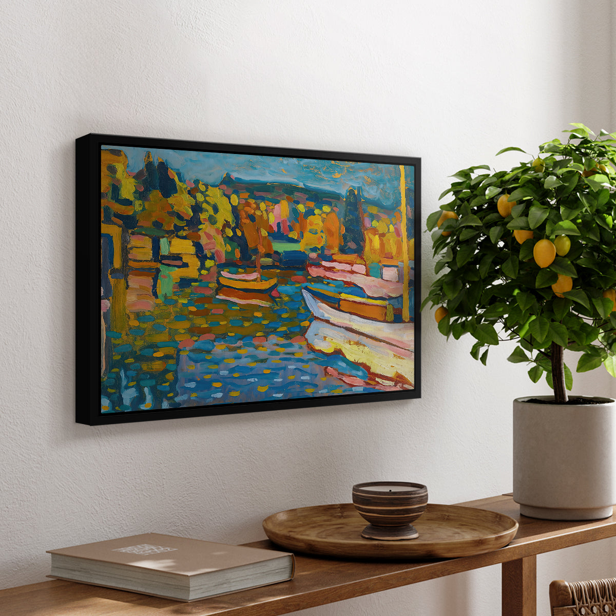 Study for Autumn Landscape with Boats, 1908 - Floater Framed Canvas Print
