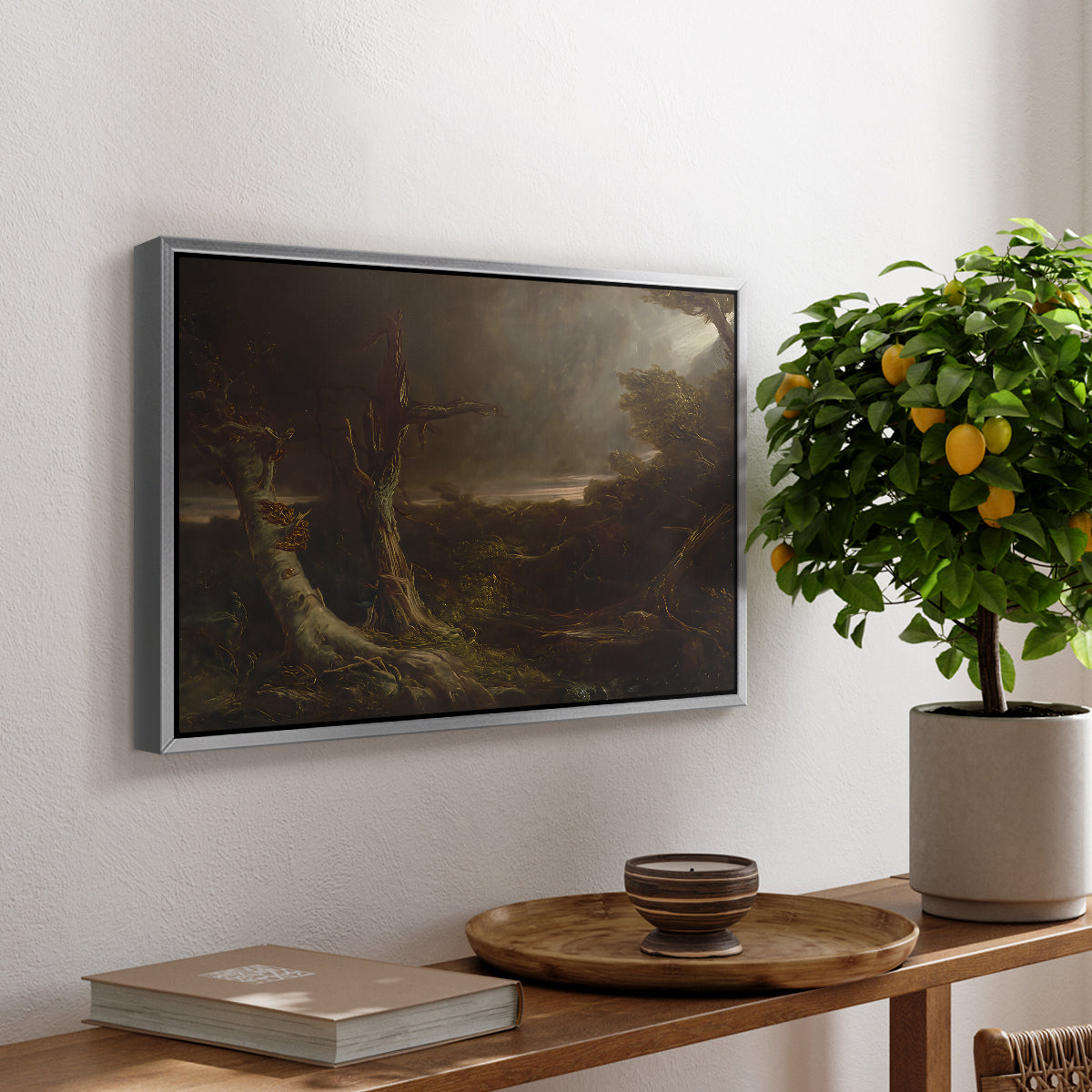 Tornado in an American Forest, 1835 - Floater Framed Canvas Print