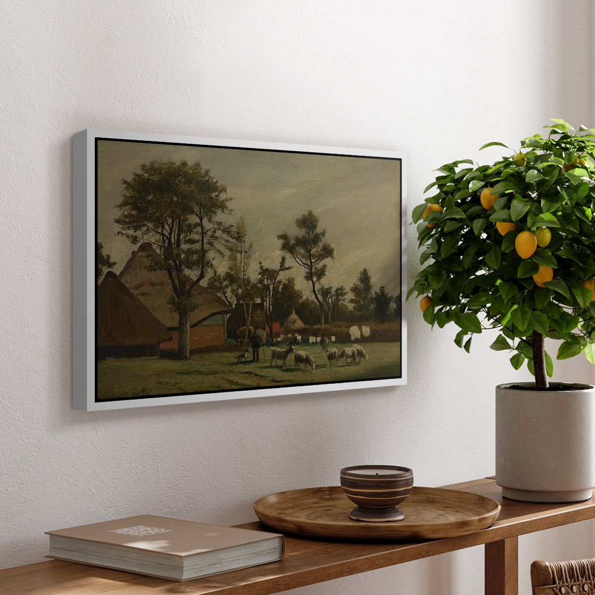 Farmhouse, c. 1865-1875 - Floater Framed Canvas Print