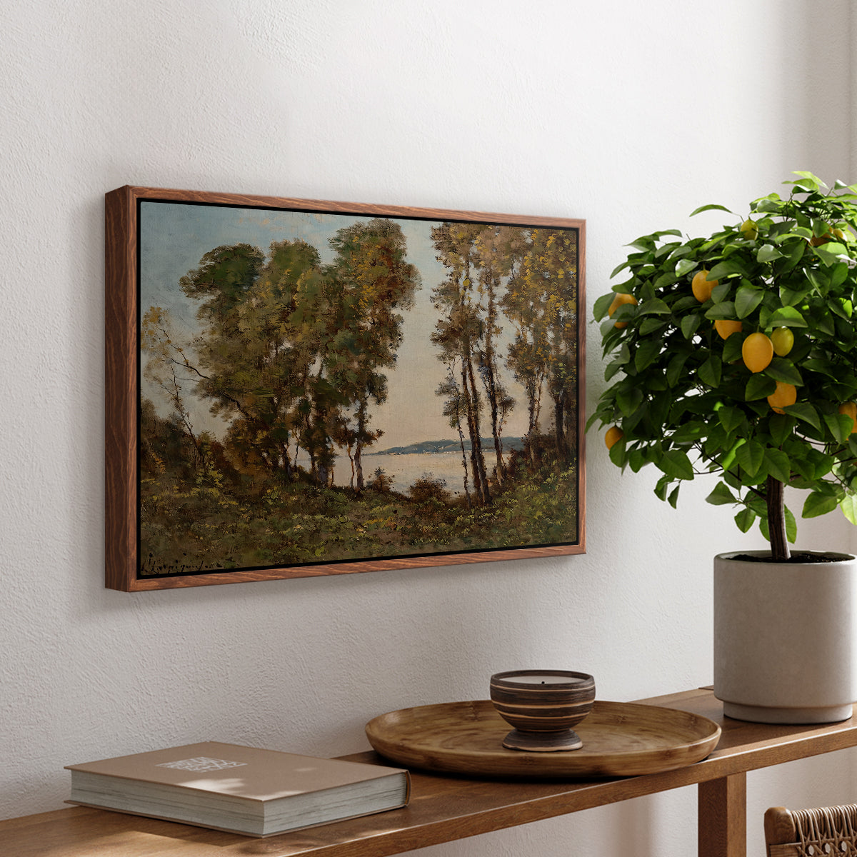 The Banks of the Allier, 1894 - Floater Framed Canvas Print
