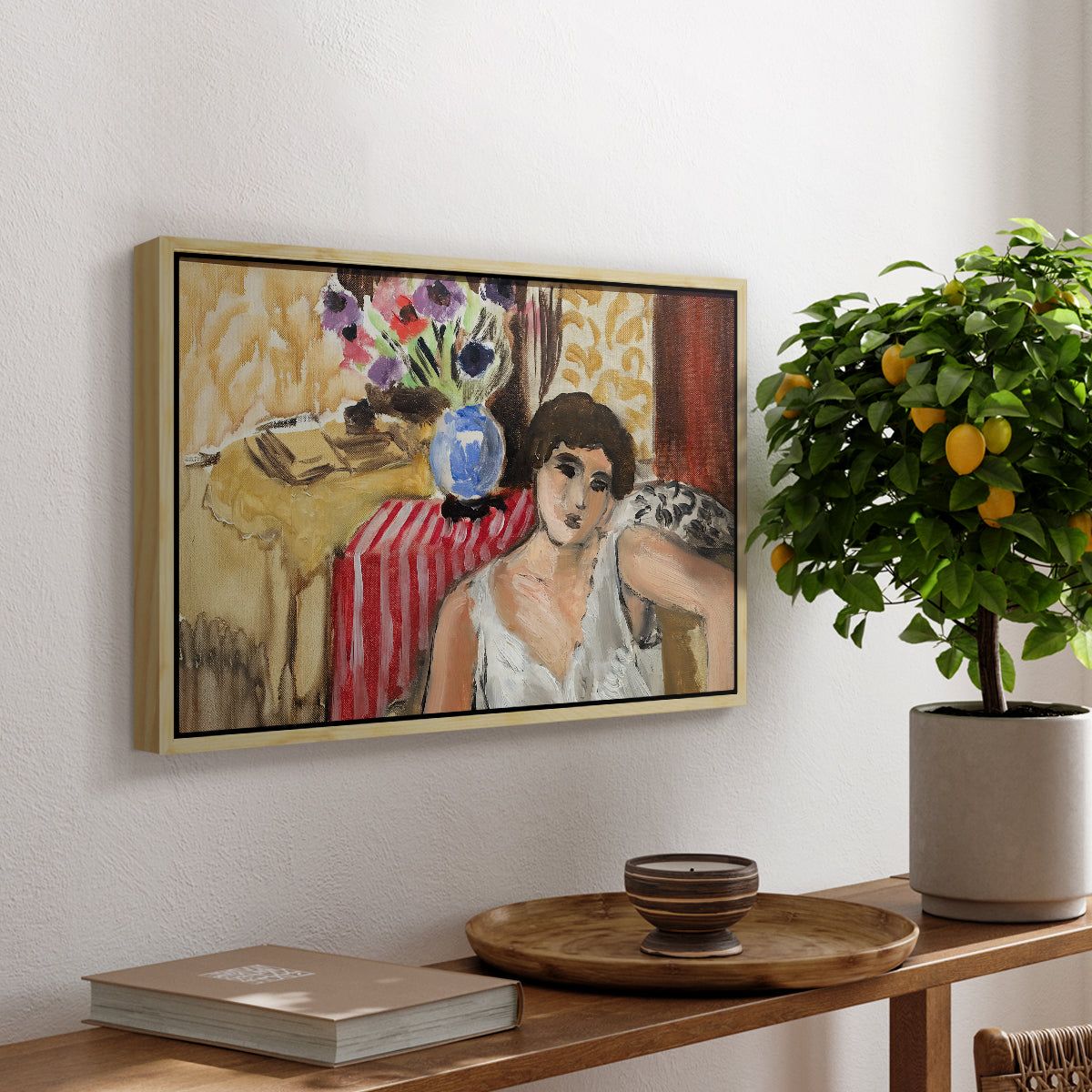 Woman Seated in an Armchair, c. 1920 - Floater Framed Canvas Print