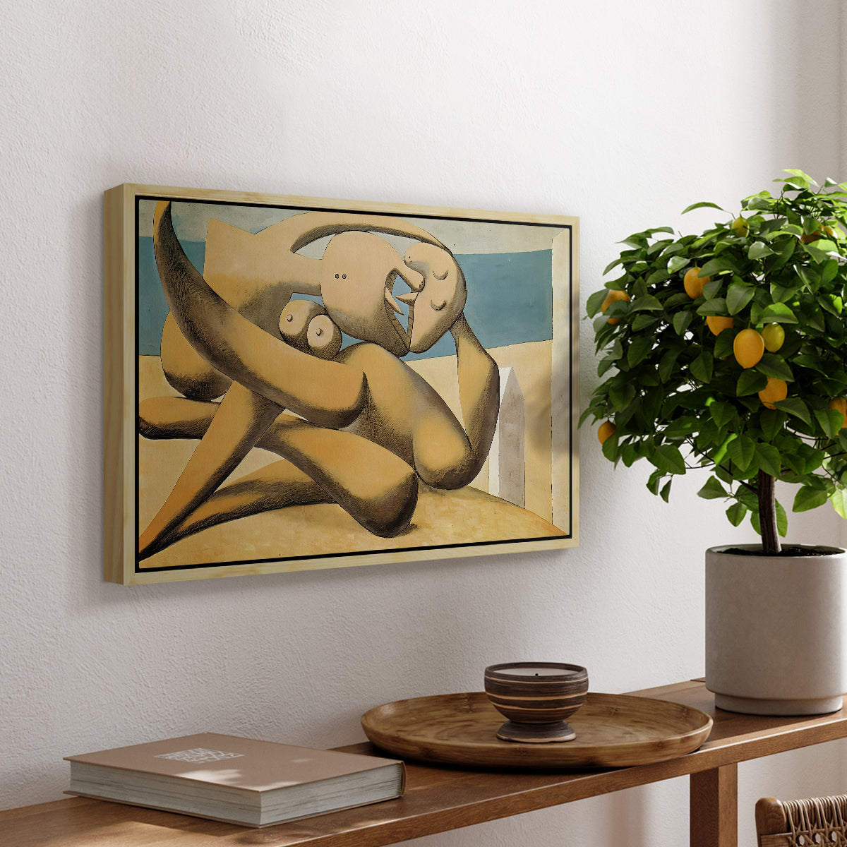 Figures at the Seaside (The Kiss), 1931 - Floater Framed Canvas Print