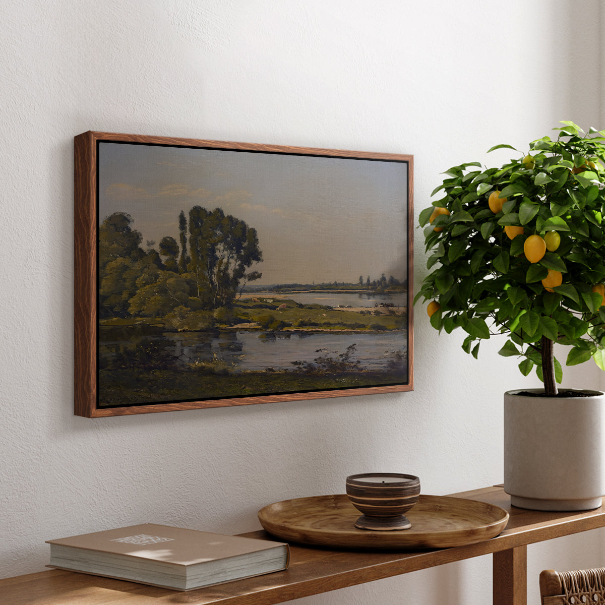 Landscape with a River, 1892 - Floater Framed Canvas Print