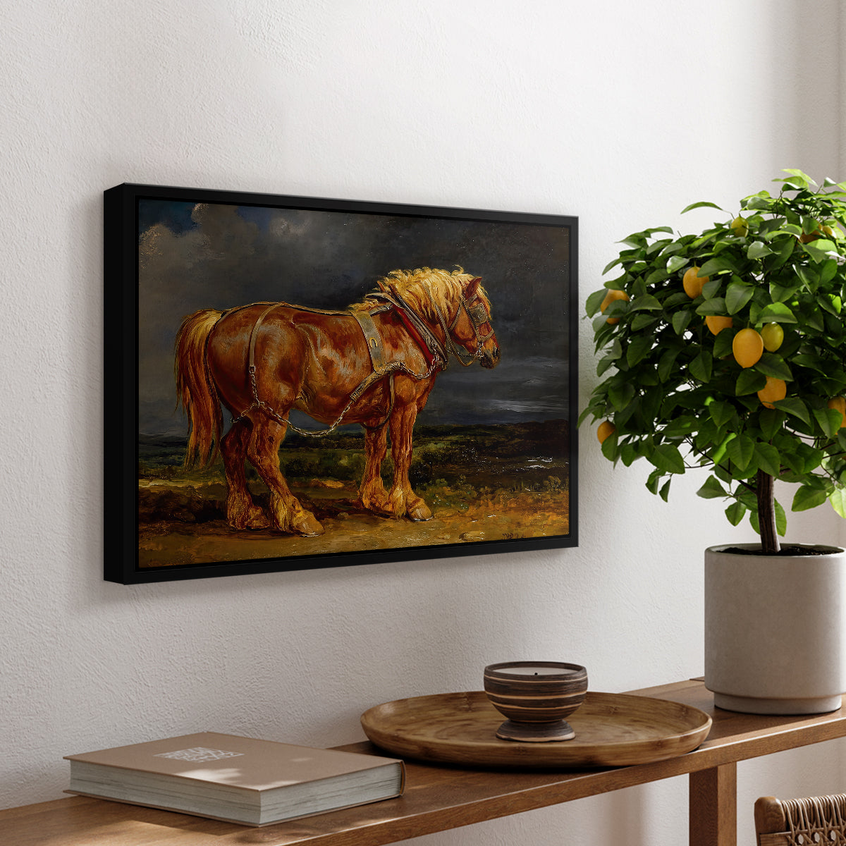 The Shire Horse Elephant in an Extensive Landscape, c. 1850s - Floater Framed Canvas Print