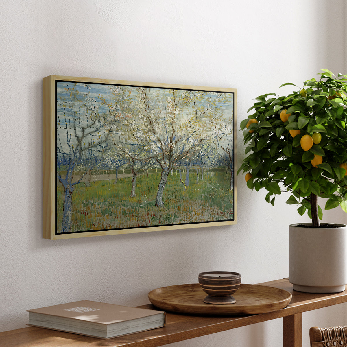 The Pink Orchard, 1888 - Floater Framed Canvas Print