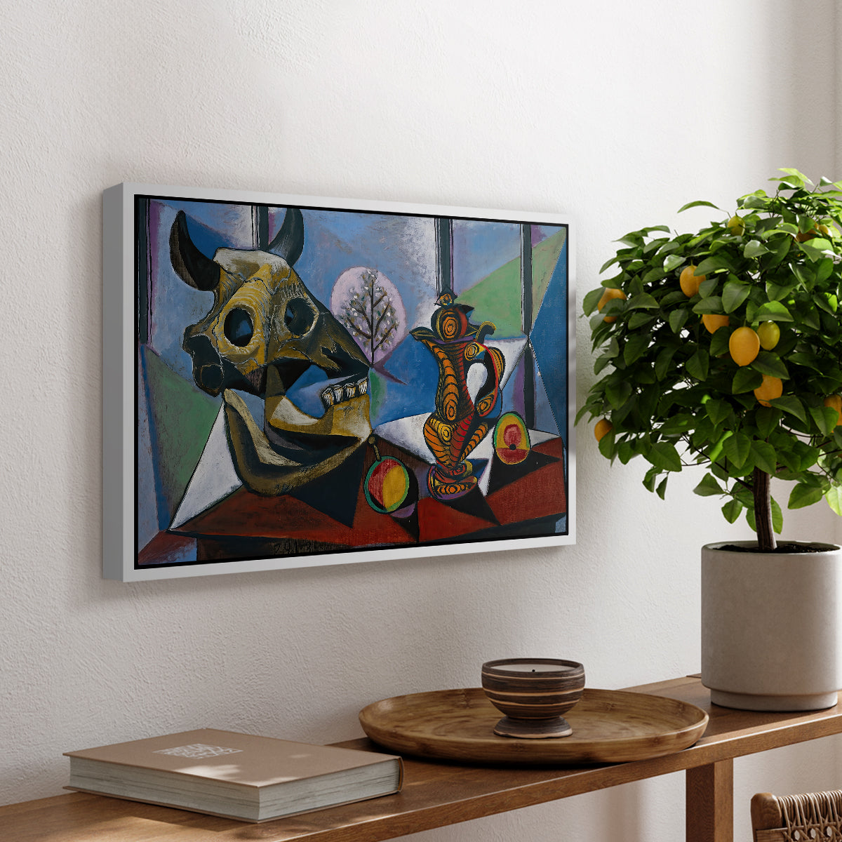 Still Life with Bull's Skull, 1939 - Floater Framed Canvas Print