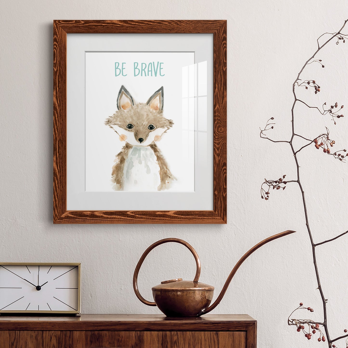 Be Brave Fox - Premium Framed Print - Distressed Barnwood Frame - Ready to Hang