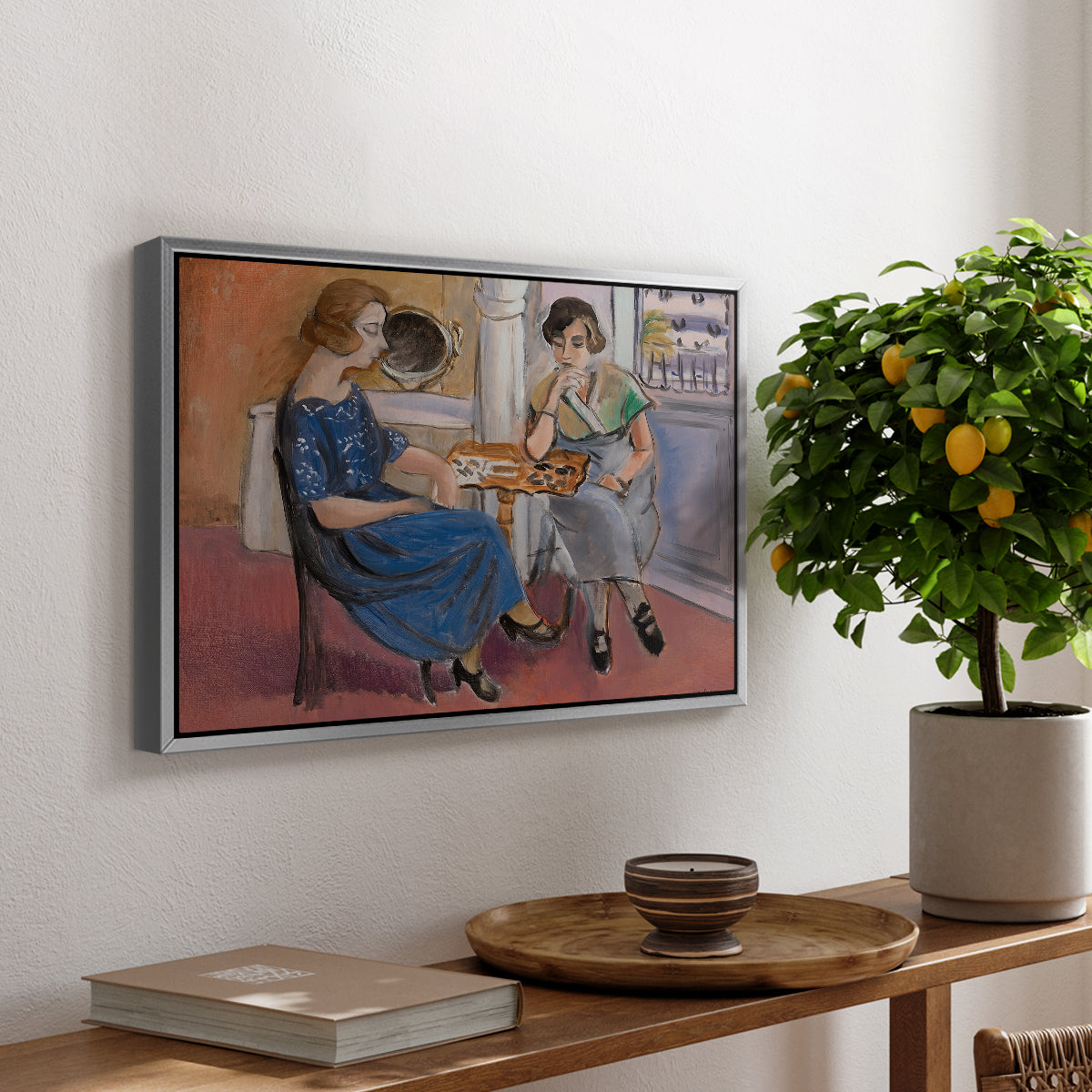 Domino Players, 1921 - Floater Framed Canvas Print