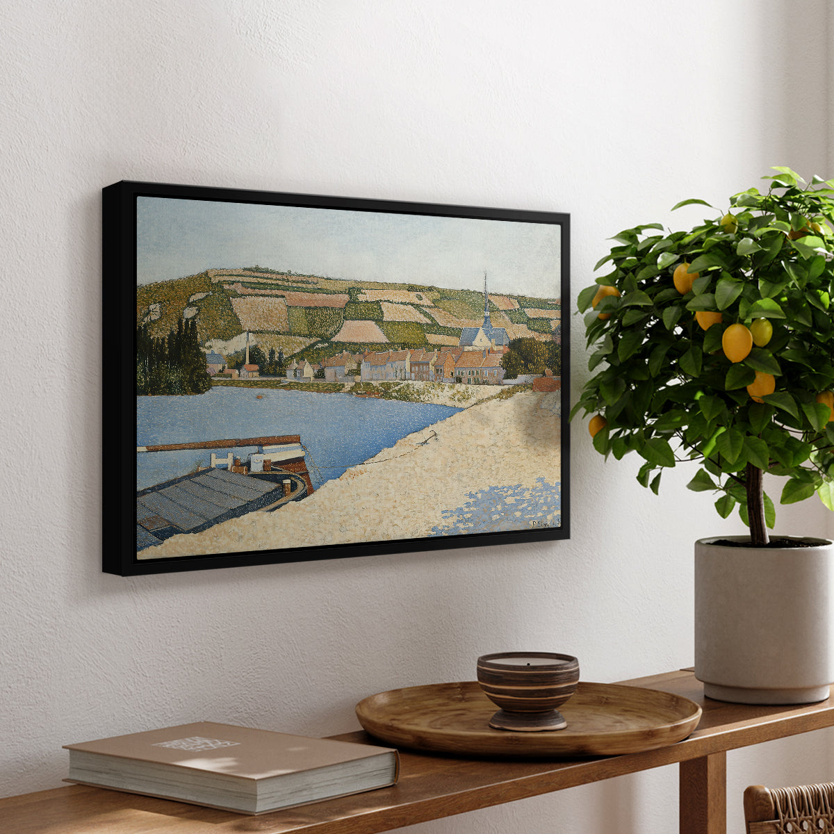 The Riverbank, Les Andelys, 1886 - Floater Framed Canvas Print
