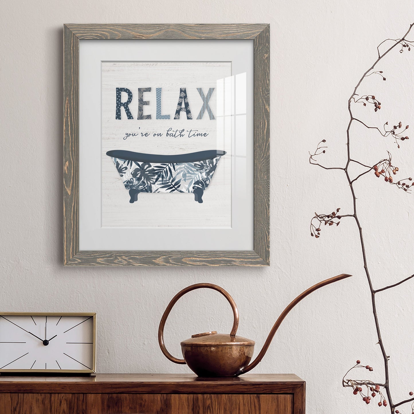 Palm Bath I - Barnwood Framed Art Print