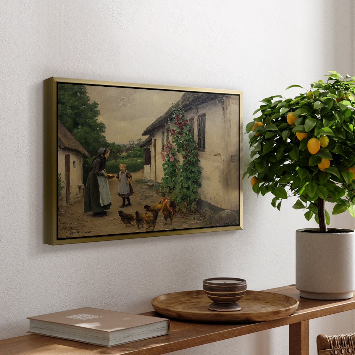 Visit to Grandmother, 1914 - Floater Framed Canvas Print