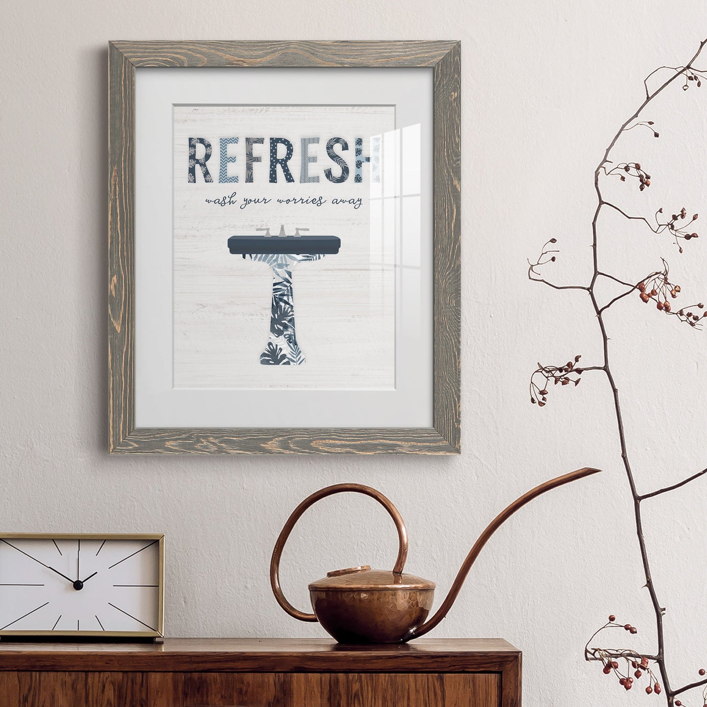 Palm Bath II - Barnwood Framed Art Print