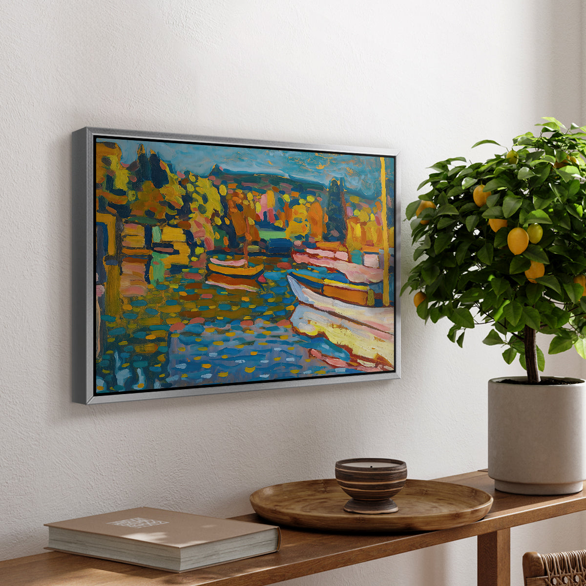 Study for Autumn Landscape with Boats, 1908 - Floater Framed Canvas Print