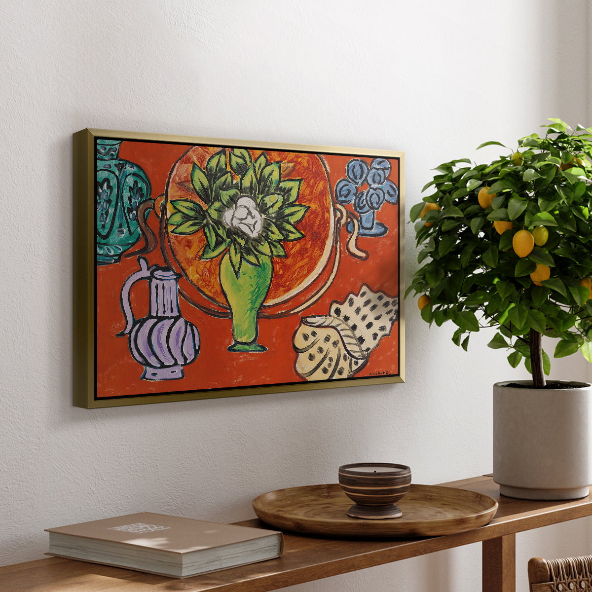 Still Life with a Magnolia (Nature morte au magnolia), 1941 - Floater Framed Canvas Print