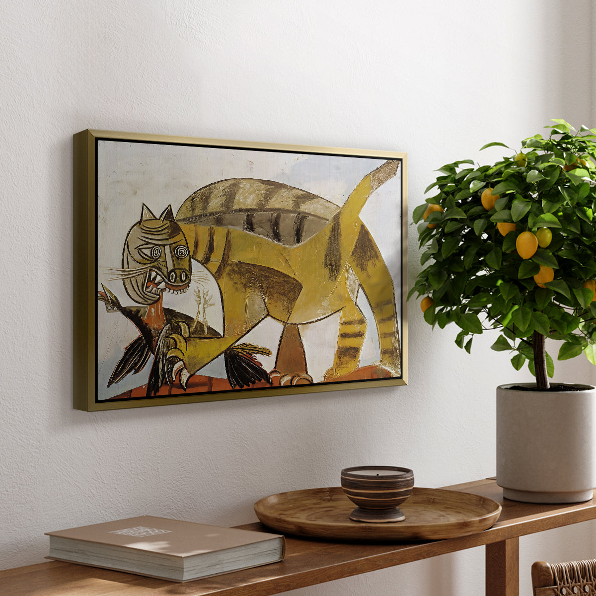 Cat Eating a Bird, 1939 - Floater Framed Canvas Print