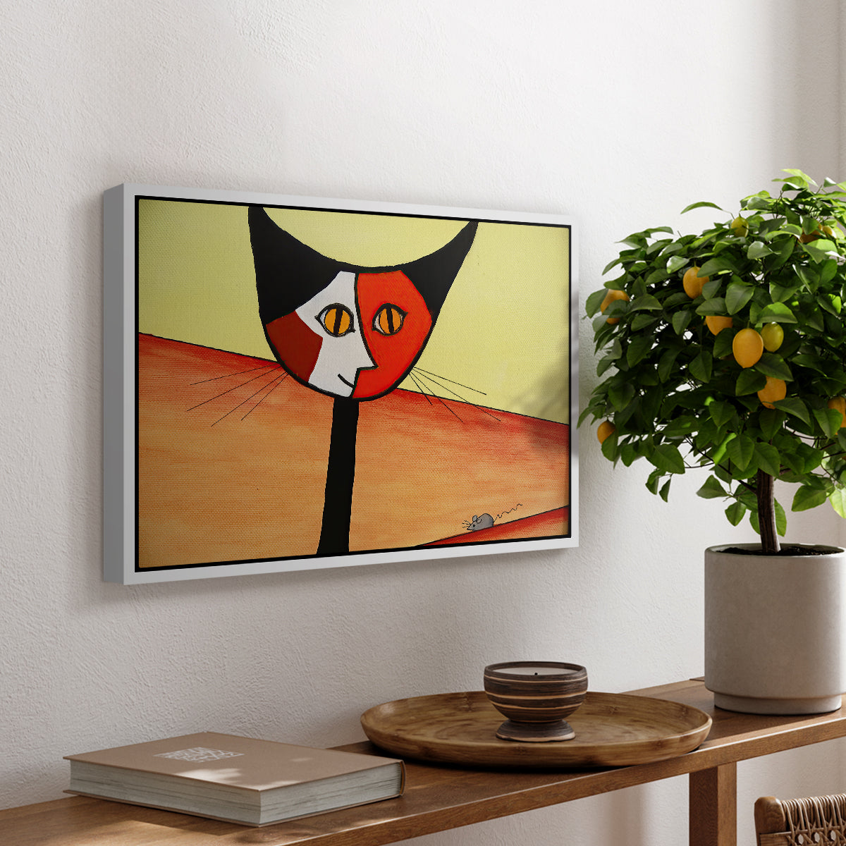 Picasso's Cat–El Gato - Floater Framed Canvas Print