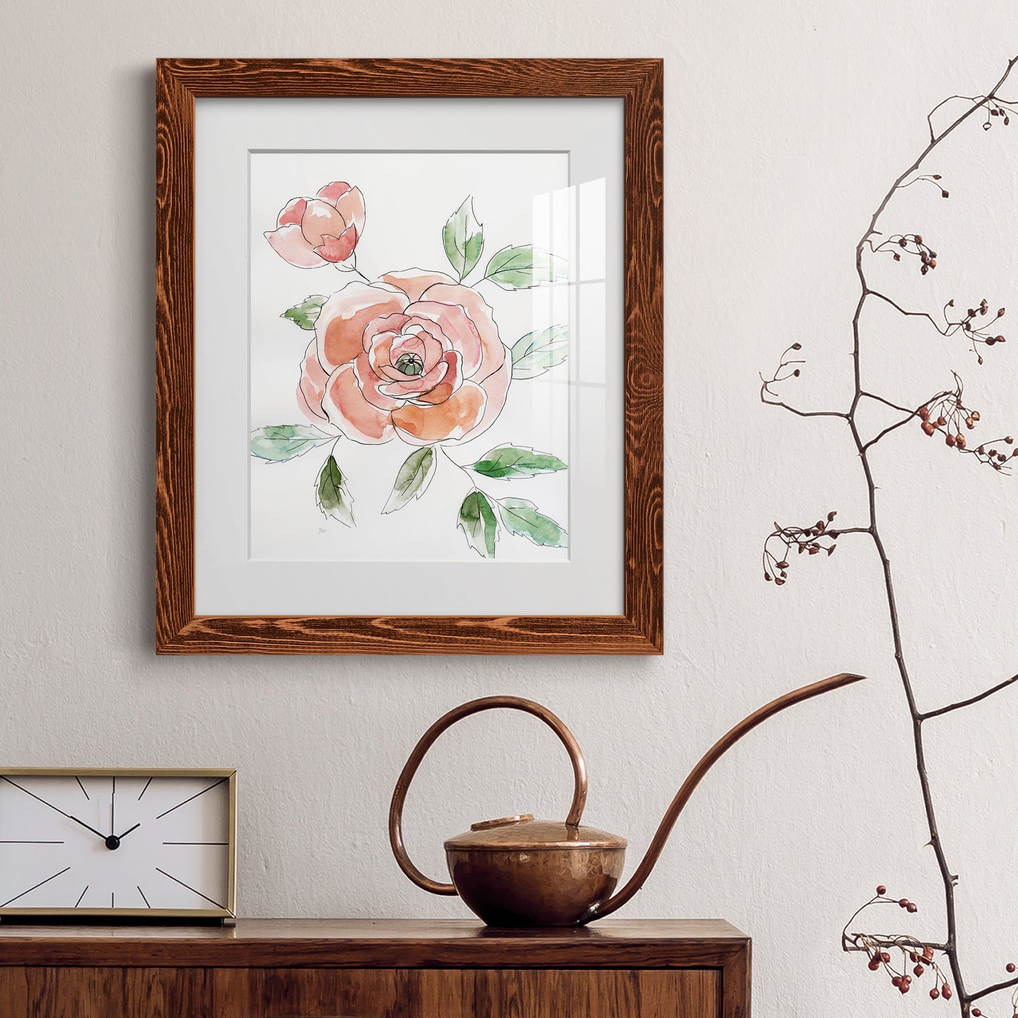 Rose Contour - Barnwood Framed Art Print