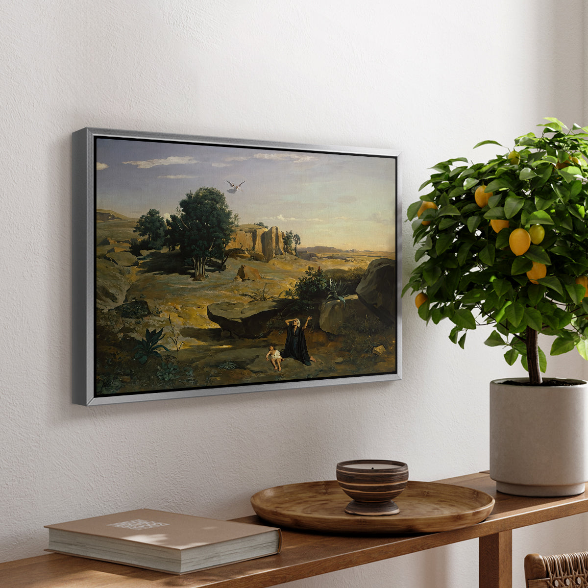 Hagar in the Wilderness, 1835 - Floater Framed Canvas Print