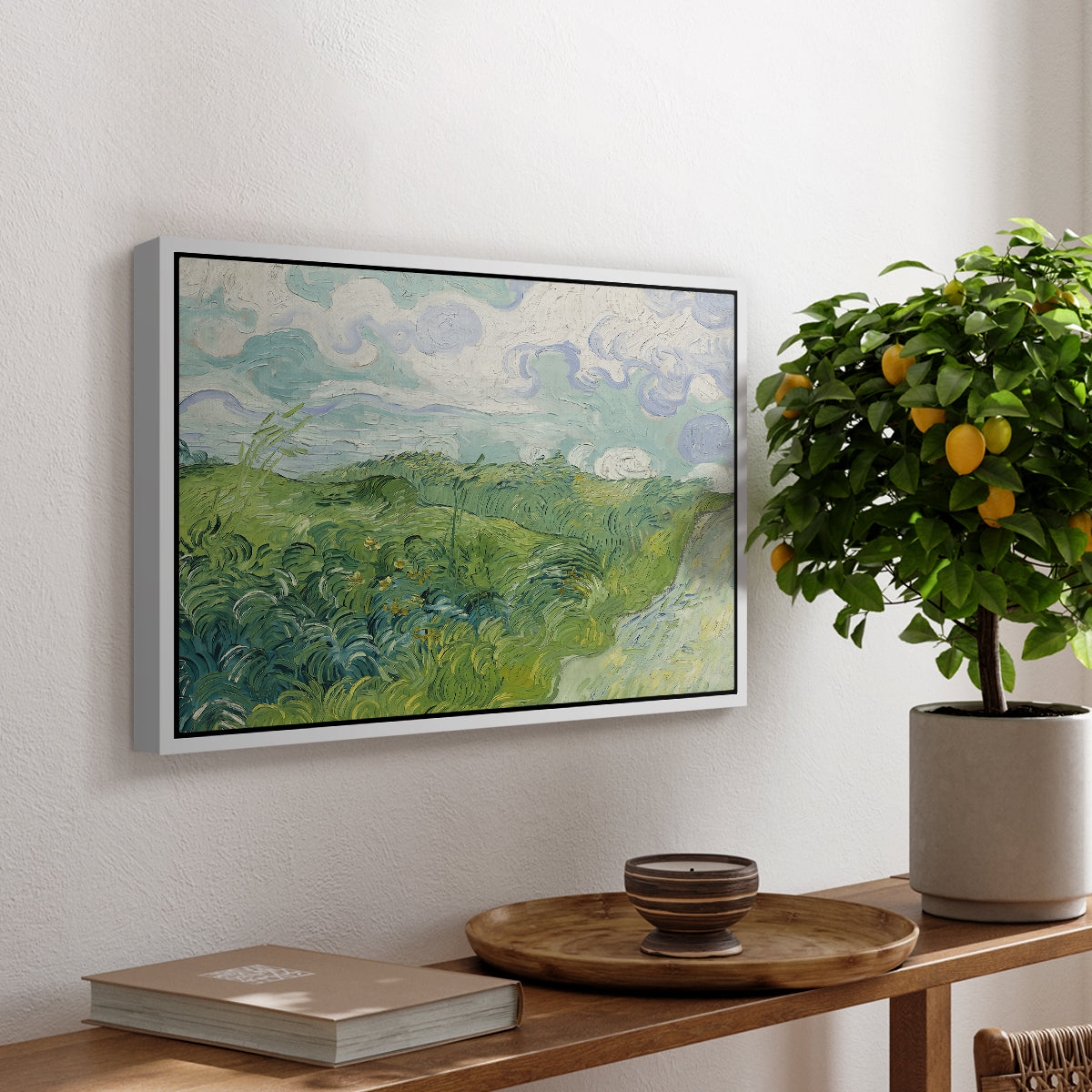 Green Wheat Field, Auvers, 1890 - Floater Framed Canvas Print