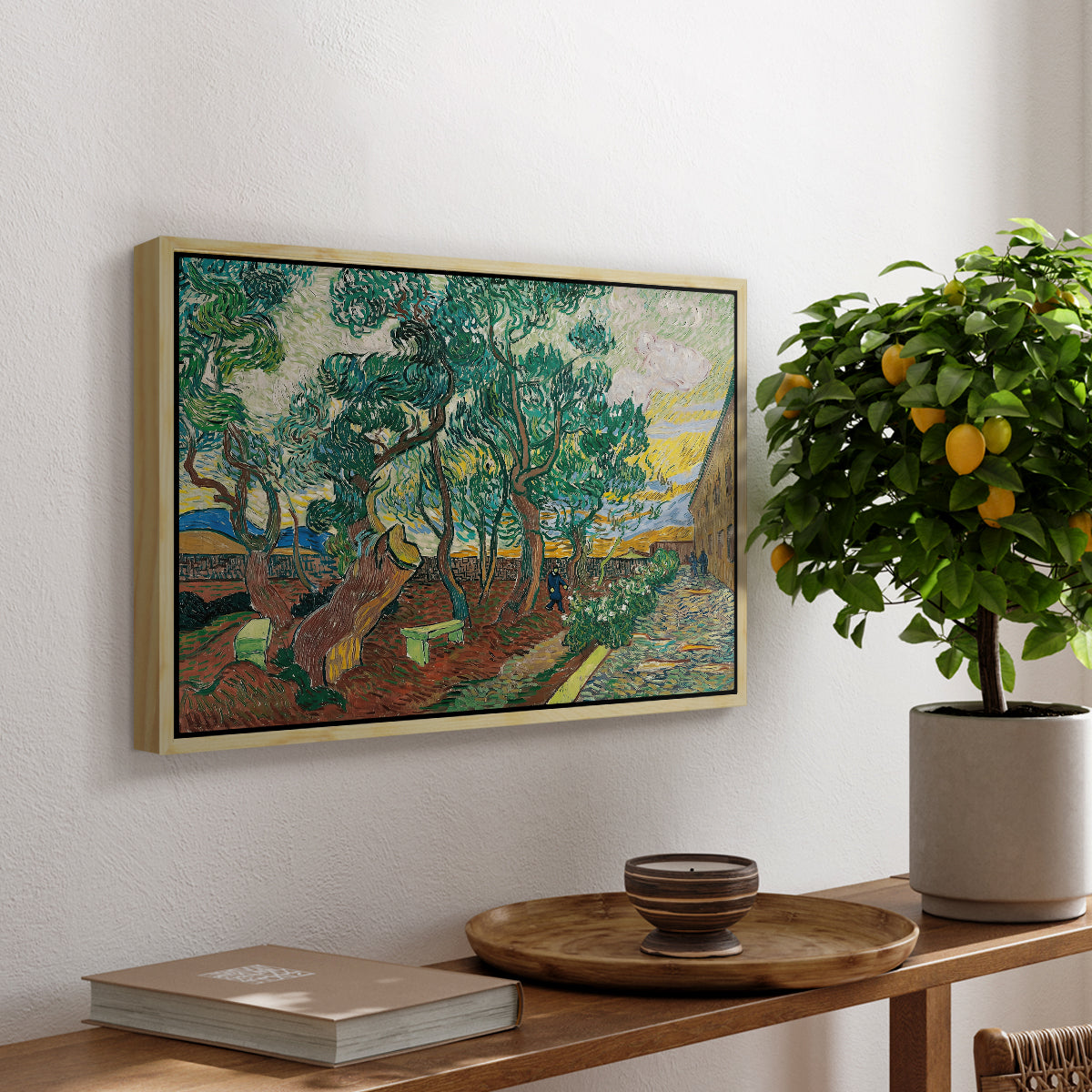 The Garden of Saint-Paul Hospital, 1889 - Floater Framed Canvas Print