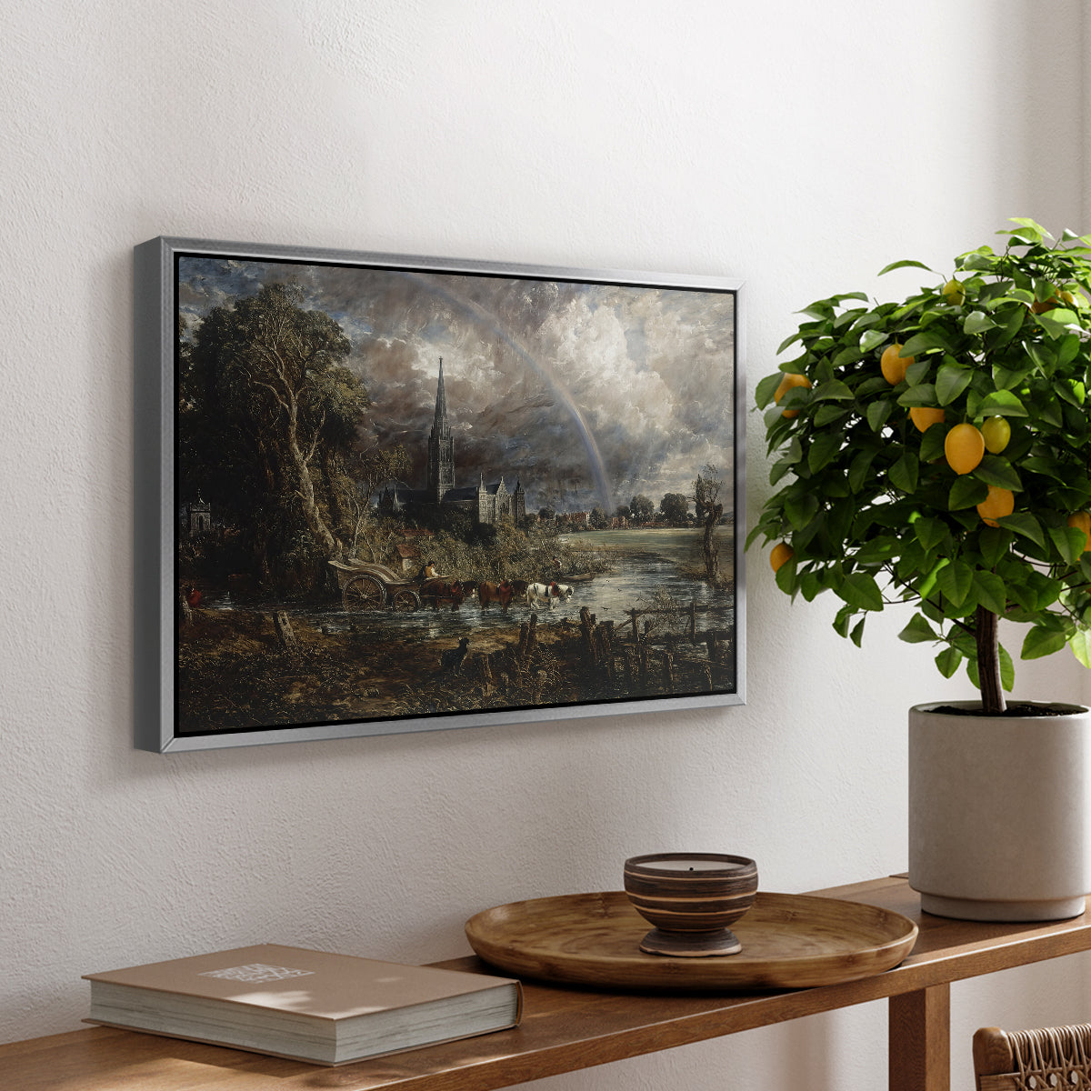 Salisbury Cathedral from the Meadows (Detail), 1831 - Floater Framed Canvas Print