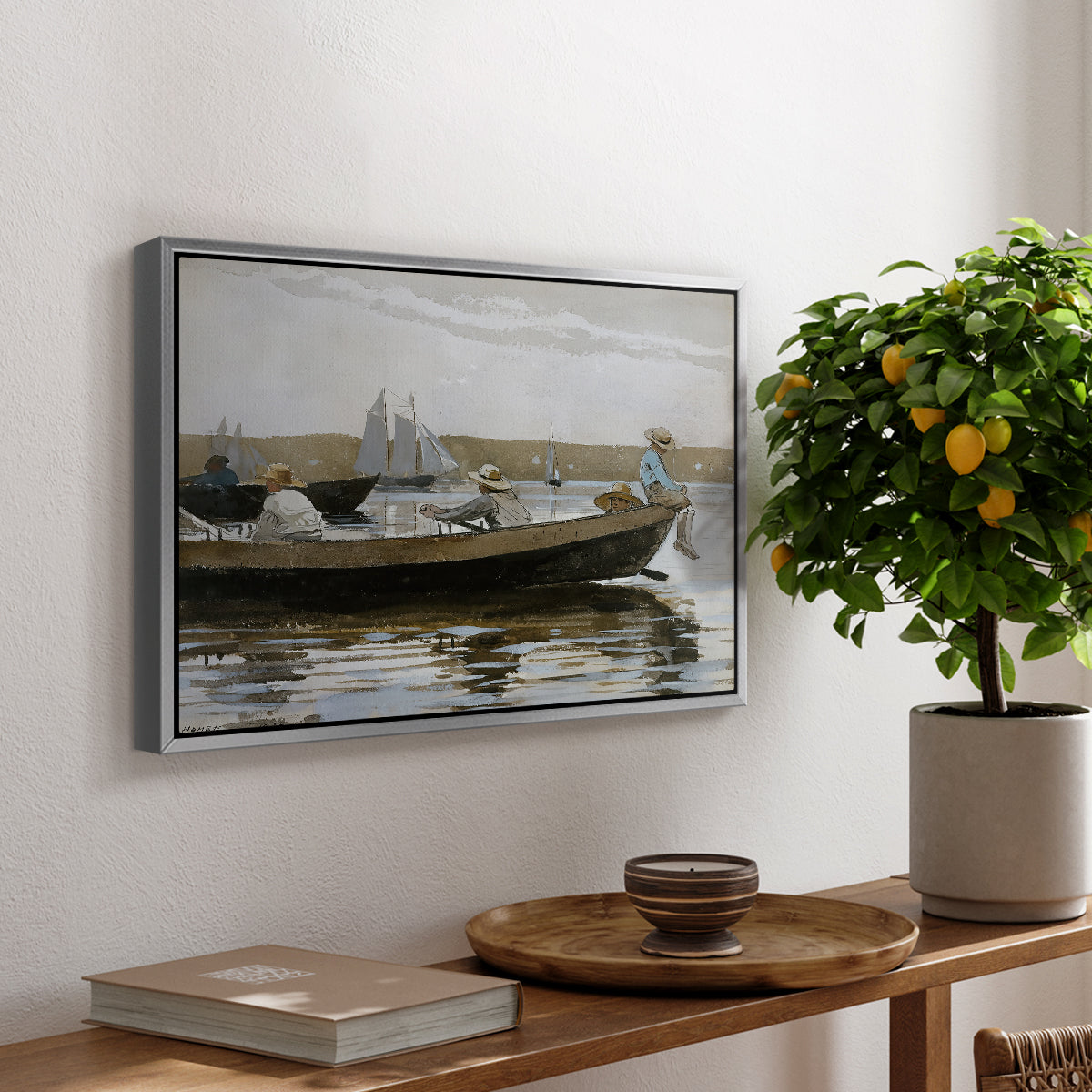 Boys in a Dory, 1873 - Floater Framed Canvas Print