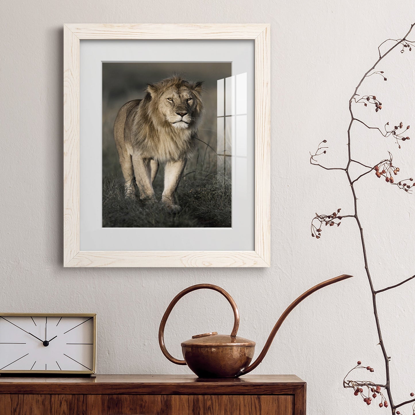 Morning Walk in Masai Mara - Premium Framed Print - Distressed Barnwood Frame - Ready to Hang