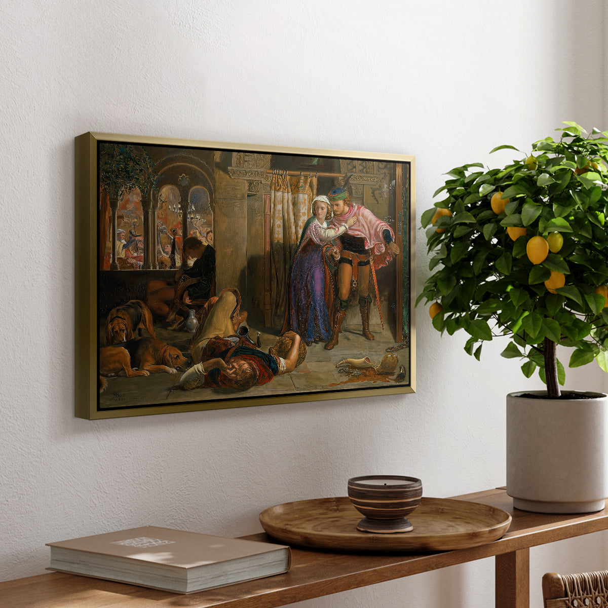 The Flight of Madeline and Porphyro, 1848 - Floater Framed Canvas Print