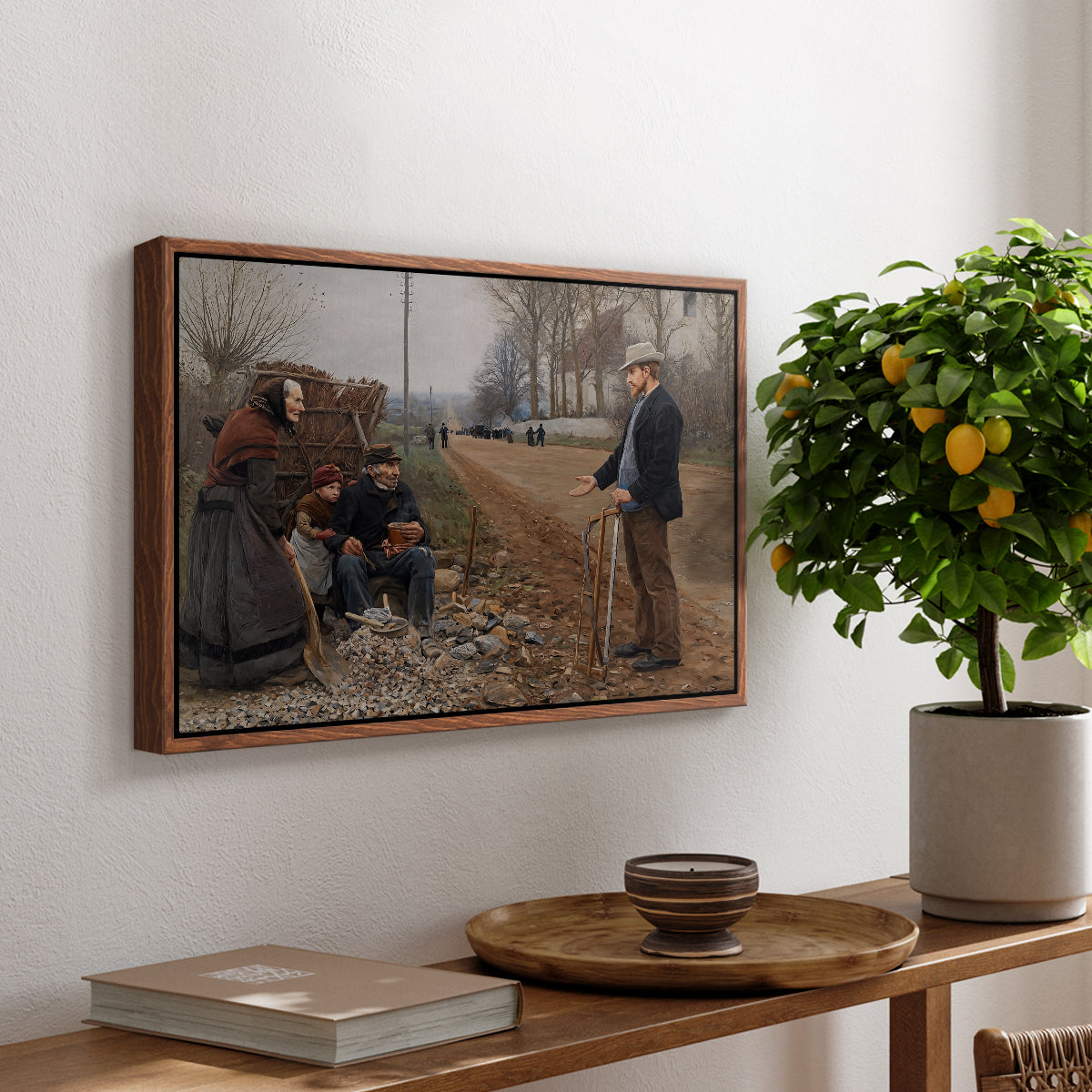 People by a Road, 1893 - Floater Framed Canvas Print