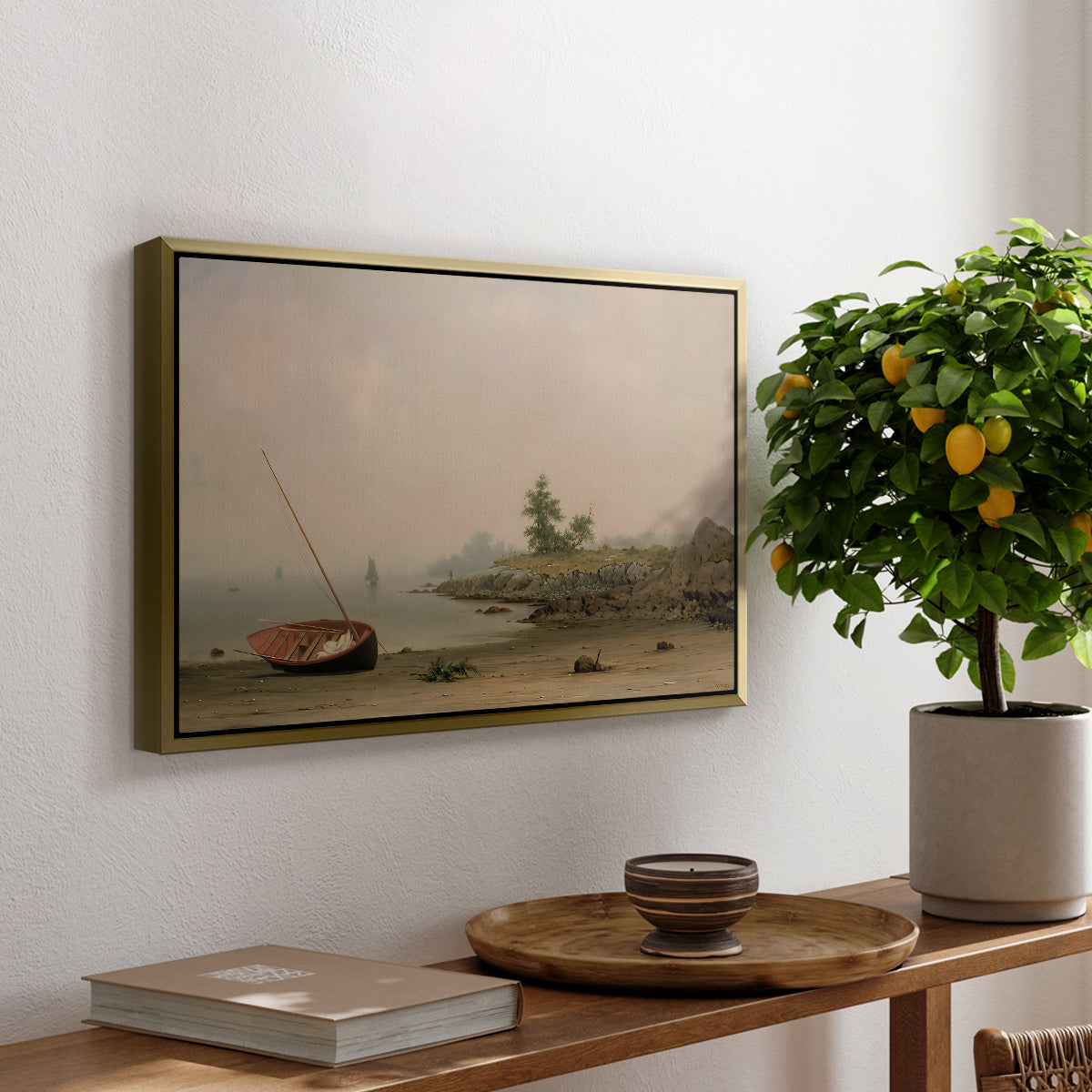 The Stranded Boat, 1863 - Floater Framed Canvas Print