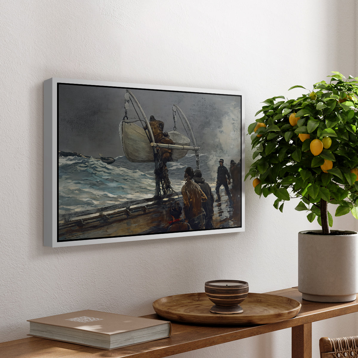 The Signal of Distress, c. 1896 - Floater Framed Canvas Print