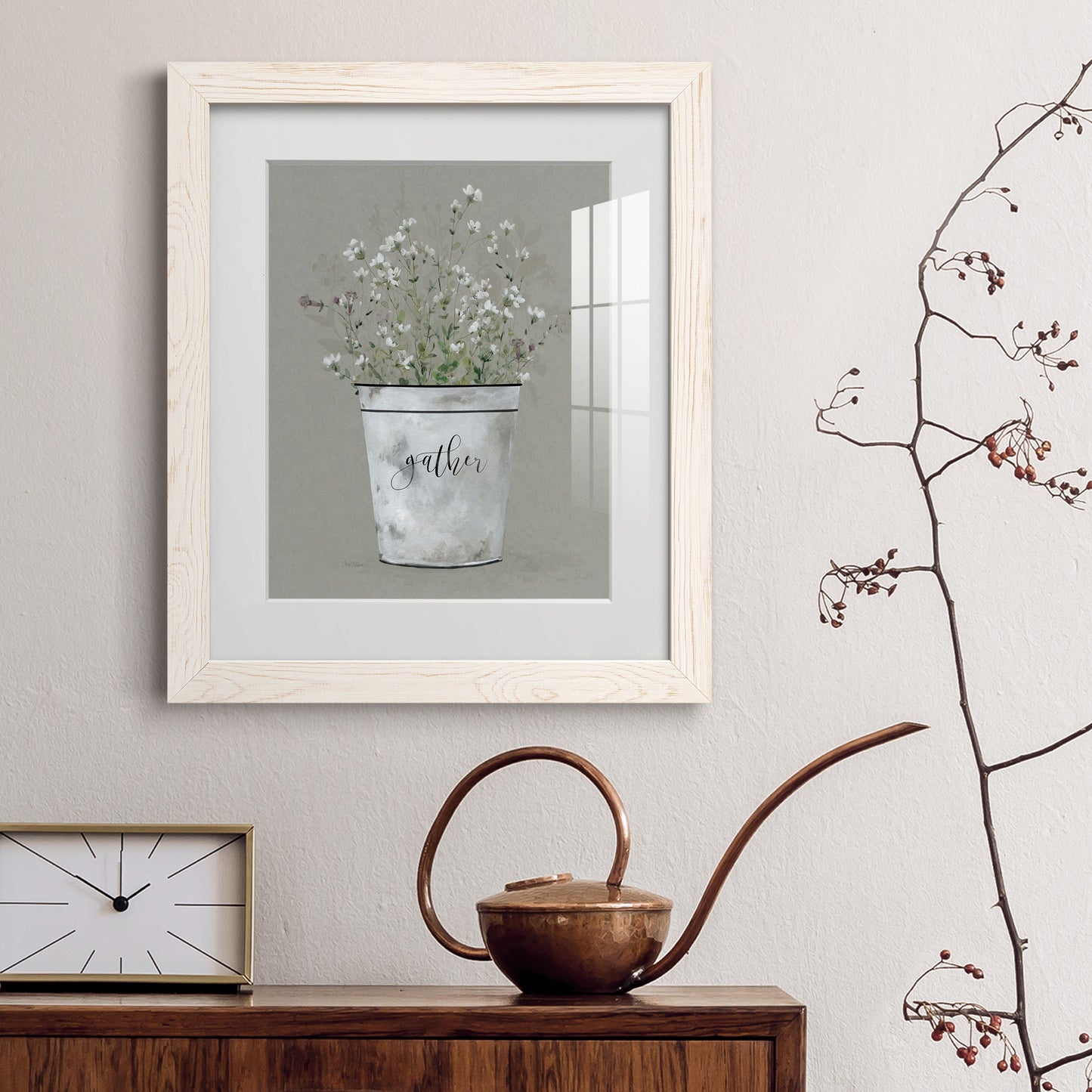 Bouquet of Grace Bucket Gather - Barnwood Framed Art Print