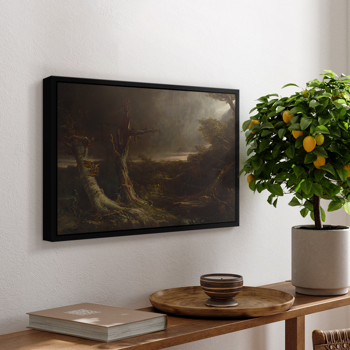 Tornado in an American Forest, 1835 - Floater Framed Canvas Print