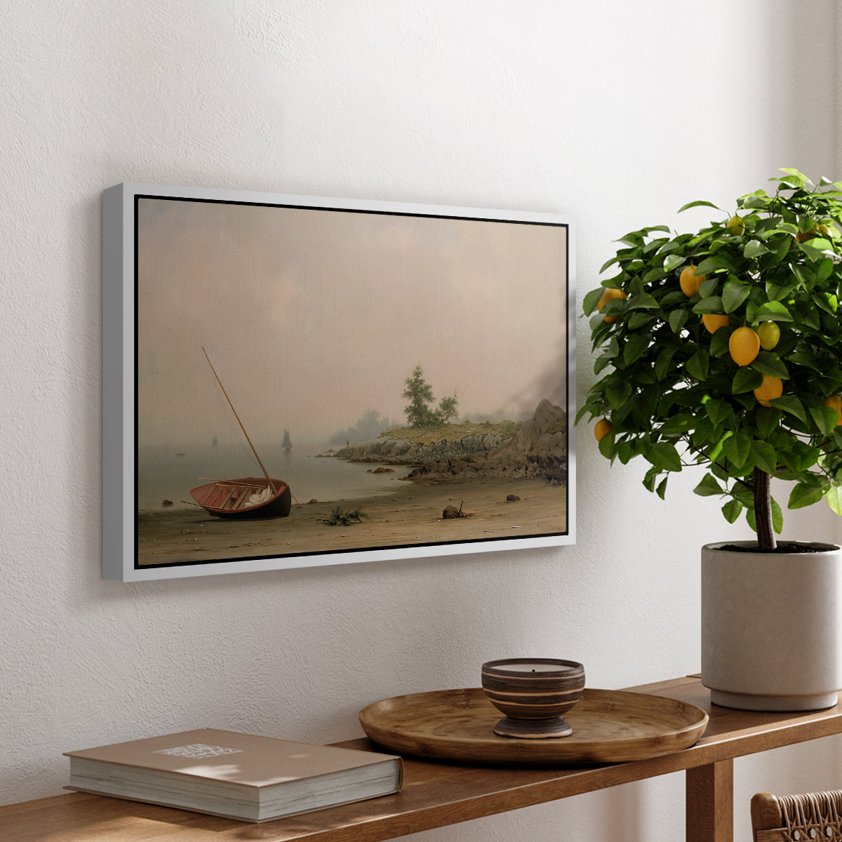 The Stranded Boat, 1863 - Floater Framed Canvas Print