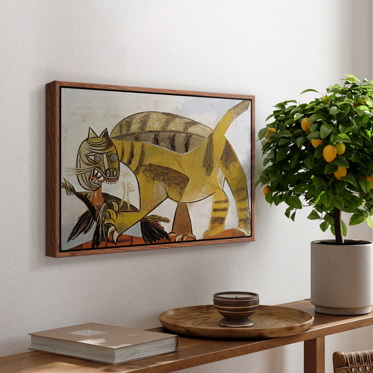 Cat Eating a Bird, 1939 - Floater Framed Canvas Print