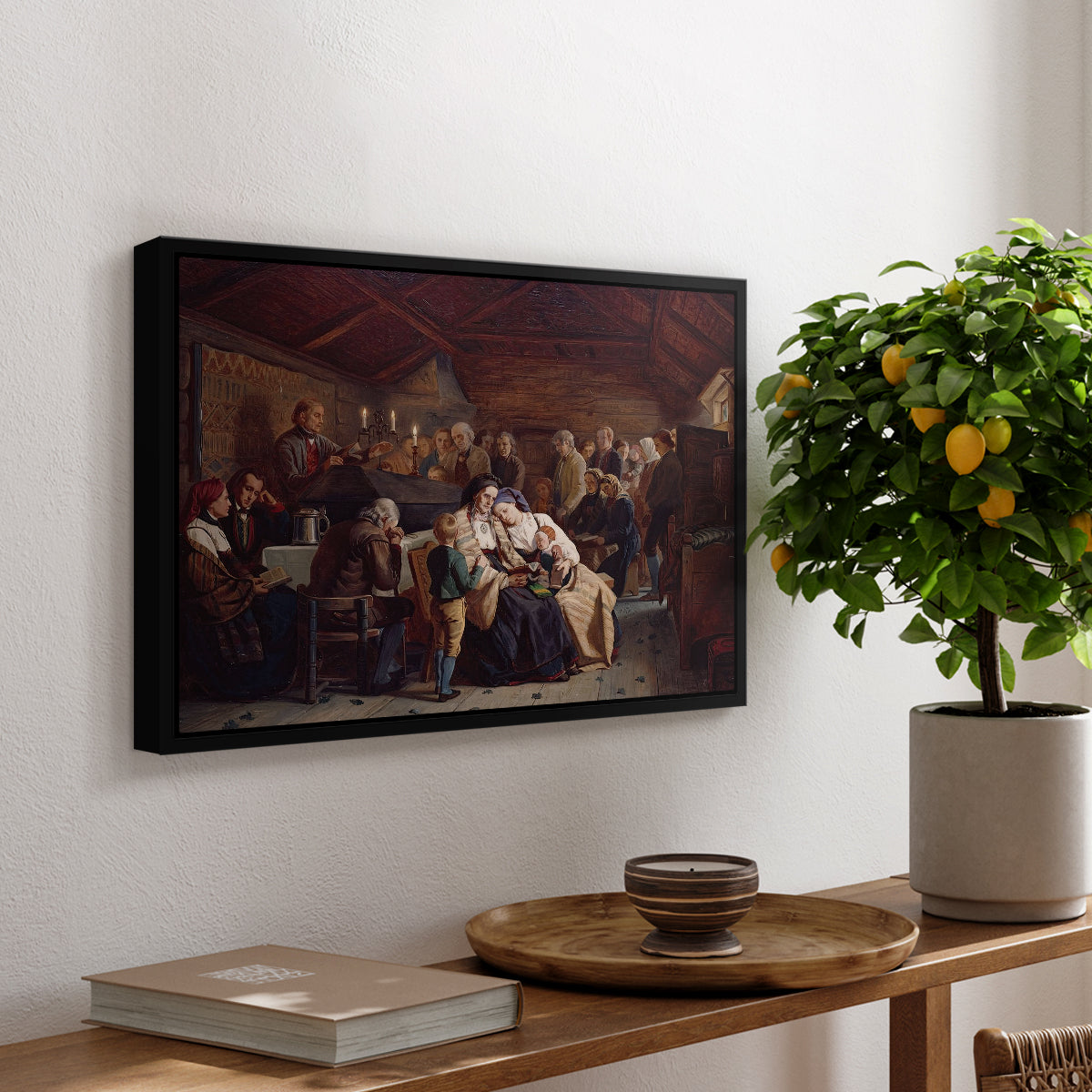 Funeral Feast, 1854 - Floater Framed Canvas Print