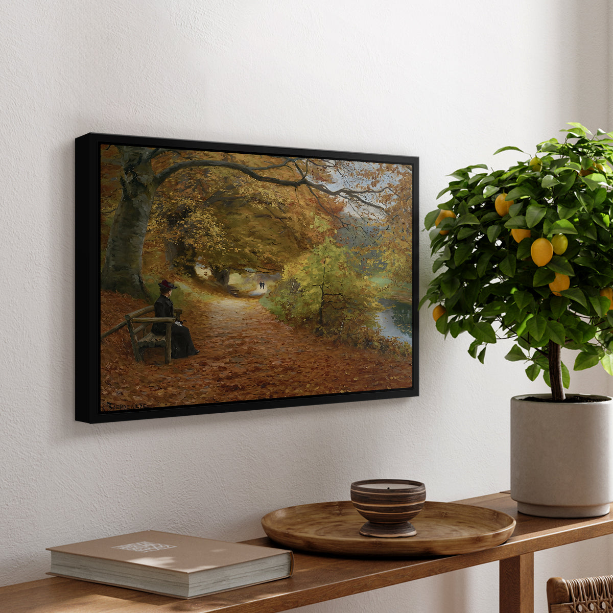 A Wooded Path in Autumn, 1902 - Floater Framed Canvas Print