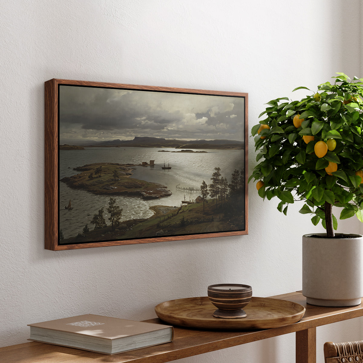 The Fjord at Sandviken (Sandviksfjorden), 1879 - Floater Framed Canvas Print