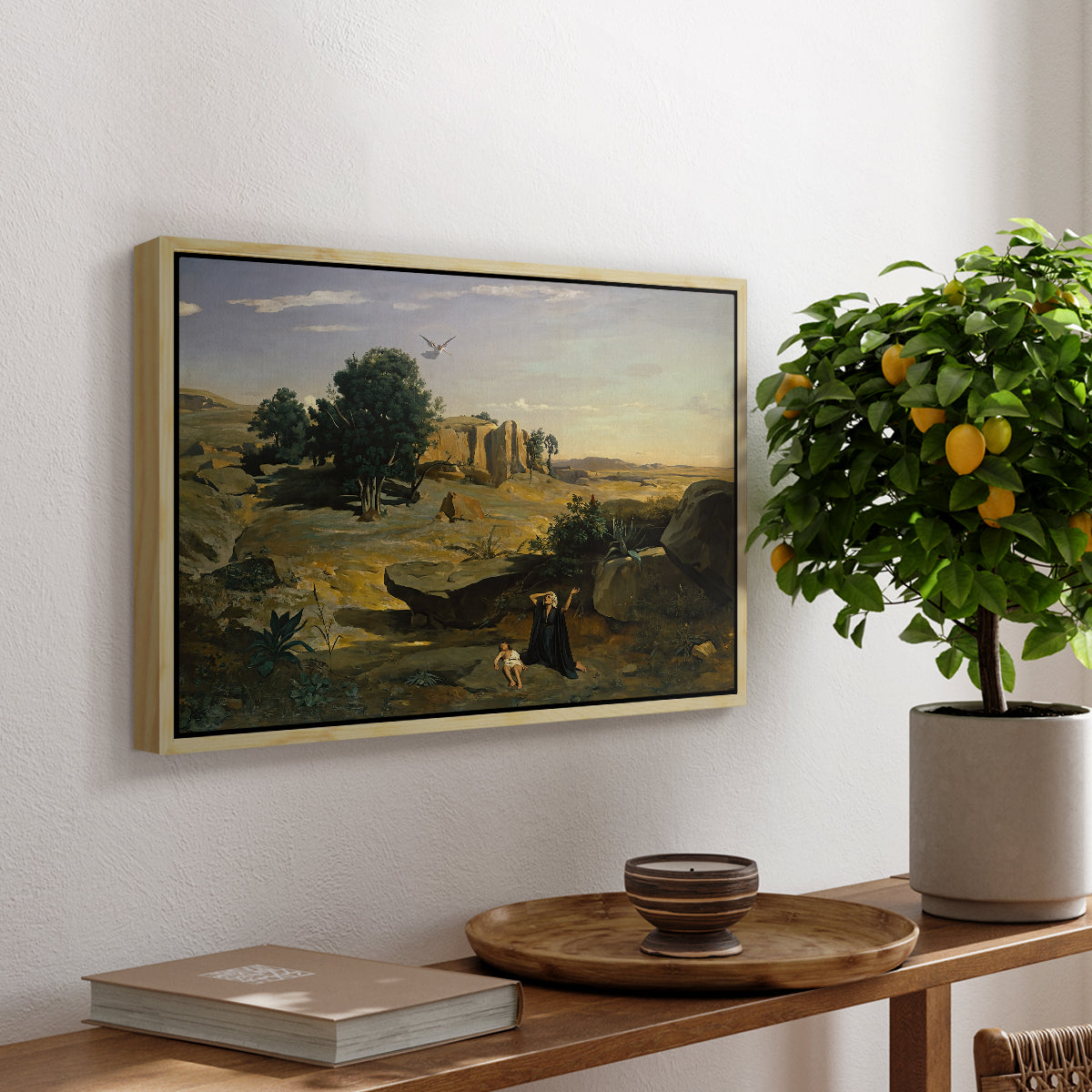Hagar in the Wilderness, 1835 - Floater Framed Canvas Print