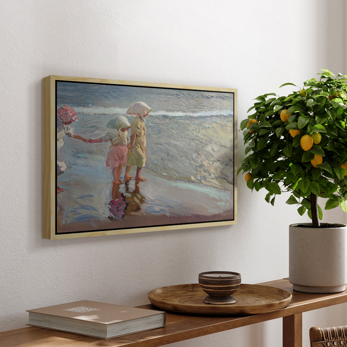 The Three Sisters on the Beach, 1908 - Floater Framed Canvas Print