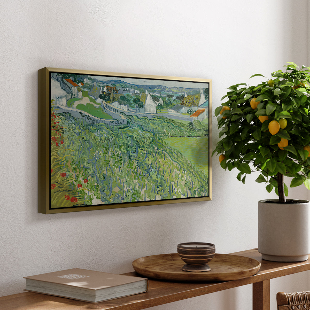 Vineyards at Auvers, 1890 - Floater Framed Canvas Print