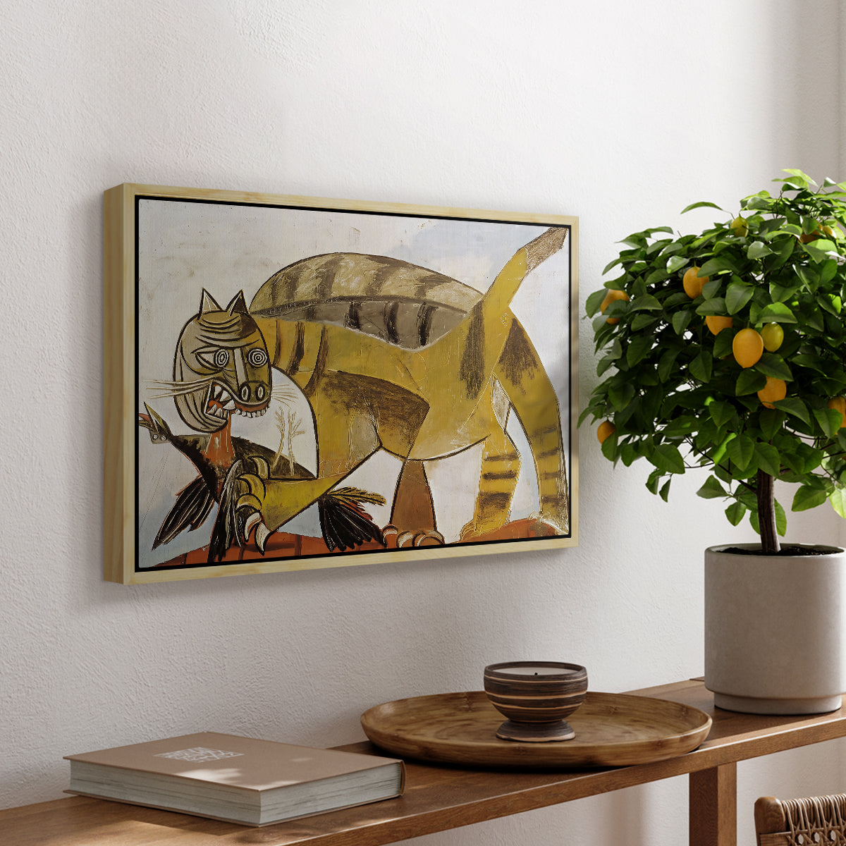 Cat Eating a Bird, 1939 - Floater Framed Canvas Print