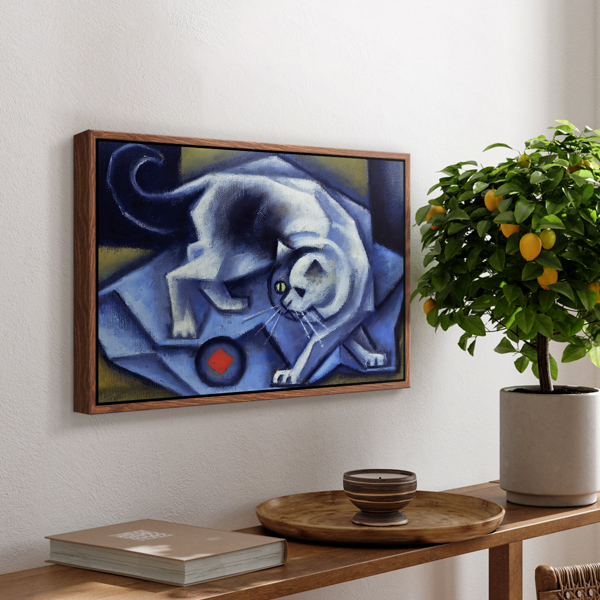 Cat Playing with a Ball, 1945-1950 - Floater Framed Canvas Print