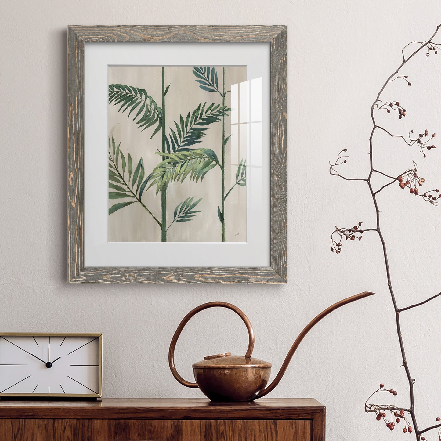 Modern Fronds II - Premium Framed Print - Distressed Barnwood Frame - Ready to Hang