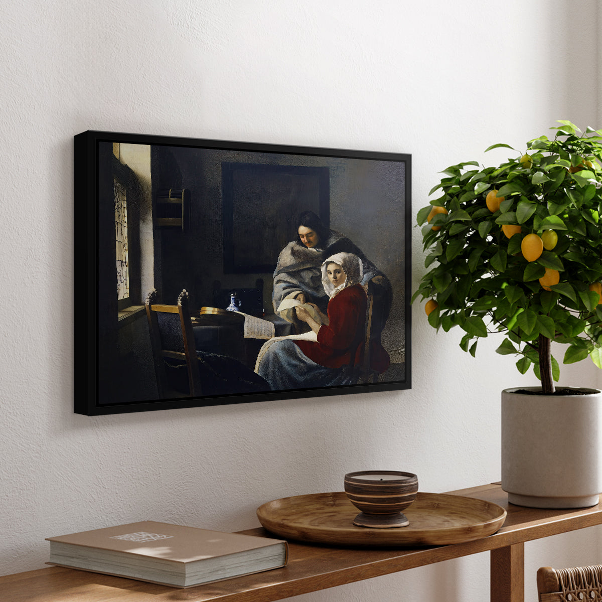 Girl Interrupted at Her Music, c. 1658-1659 - Floater Framed Canvas Print